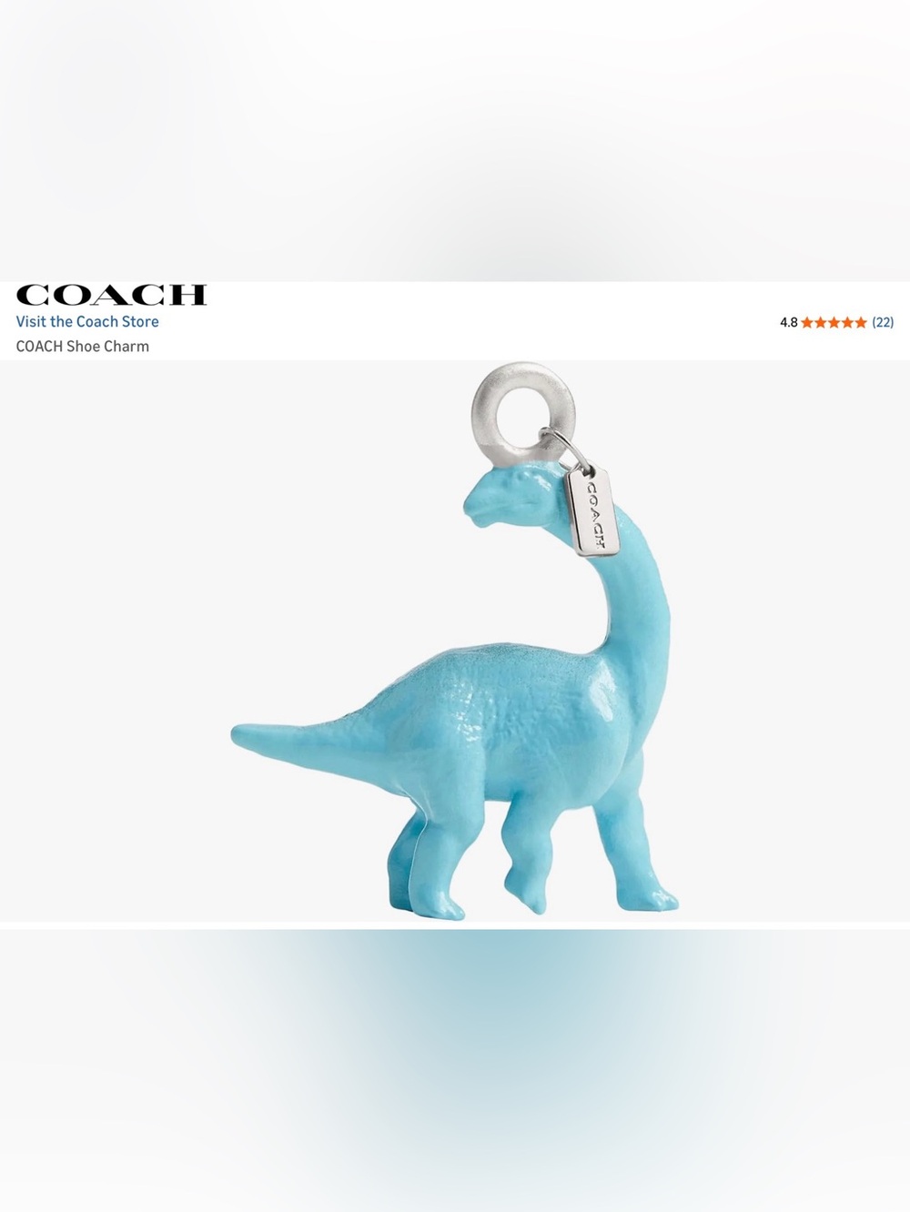 Coach Mini Dinosaur Bag Shoe Charm w/Hangtag Tiffany Blue 1.25x1.5x1.5in NEW